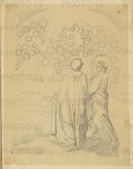 Canto XIX Illustrations to Dante's Paradiso, Nenci, Francesco, 1782-1850, Pencil on tracing paper, between ca. 1830 and ca. 1840