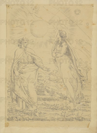 Canto I, 58-66 Illustrations to Dante's Paradiso, Nenci, Francesco, 1782-1850, Pencil on tracing paper, between ca. 1830