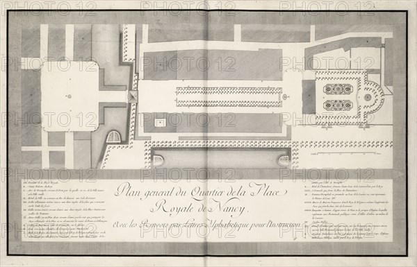 Plan general du quartier de la Place Royale de Nancy, Plans et élévations de la Place royale de Nancy and des autres édifices