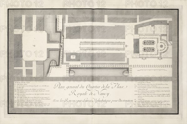 Plan general du quartier de la Place Royale de Nancy, Plans et élévations de la Place royale de Nancy and des autres édifices