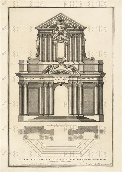 Facciata della Chiesa de Santi Vincenzo et Anastasio alla fontana di Trevi, Stvdio d'architettvra civile sopra gli ornamenti