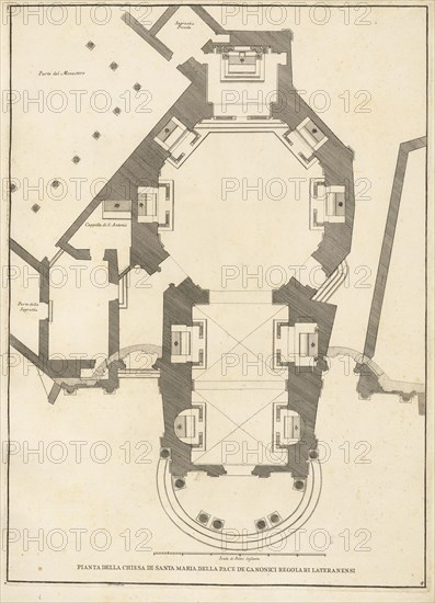 Pianta della Chiesa di Santa Maria della Pace de Canonici Regolari Lateranensi, Stvdio d'architettvra civile sopra gli ornamenti