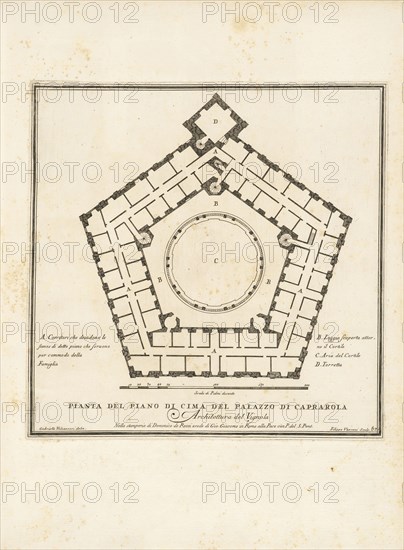 Pianta del pian di cima del Palazzo di Caprarola, Stvdio d'architettvra civile sopra gli ornamenti di porte e finestre tratti