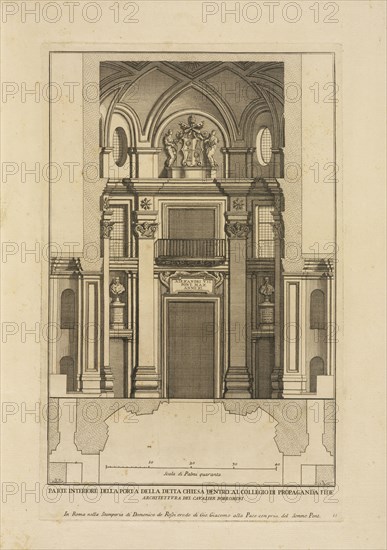 Parte interiore della porta della detta chiesa dentro al Collegio di Propaganda Fide, Stvdio d'architettvra civile sopra