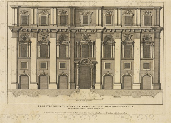 Prospetto della facciata laterale del Collegio di Propaganda Fide, Stvdio d'architettvra civile sopra gli ornamenti di porte