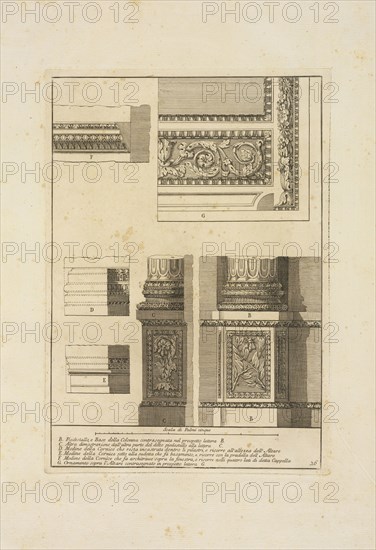 Five details of decorations in chapel annexed to Chiesa di San Carlo alle Quattro Fontane, Stvdio d'architettvra civile sopra