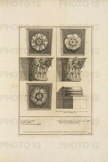 two capitals and one column base in the Chiesa di San Carlo alle Quattro Fontane, Stvdio d'architettvra civile sopra