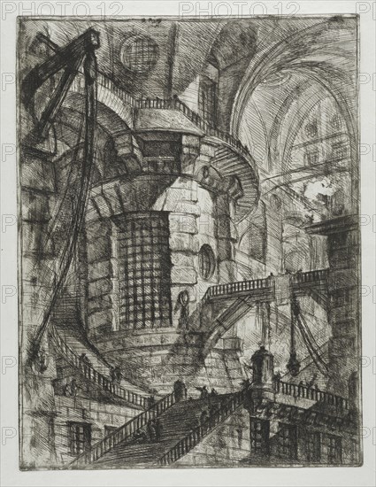 Invenzioni capric di carceri all'acqua forte, Piranesi, Giovanni Battista, 1720-1778, burnishing, scratching, black-and-white