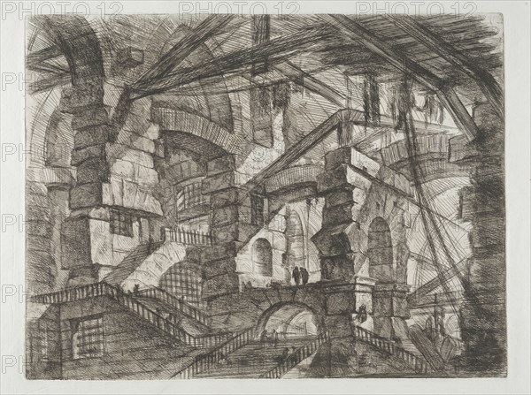 Invenzioni capric di carceri all'acqua forte, Piranesi, Giovanni Battista, 1720-1778, burnishing, scratching, black-and-white