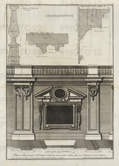 fatta con architettura di Carlo Maderno, Finestra della facciata del Tempio Vaticano nel secondo ordine, fatta con architettura