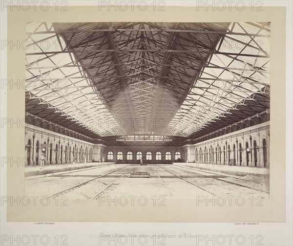 Tudela a Bilboa - Vista interior de la Estation de Bilbao, Photographs of Spanish railroad stations, Laurent y Minier, Jean