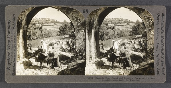 Samaria once proud and beautiful center of Northern Kingdom, seen from s., Palestine, orientalist photography, 1905