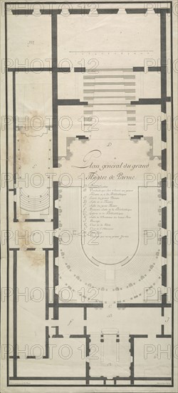 Plan général du grand théatre de Parme, Italian theater prints, Feneulle, Luigi Augusto, Patrini, Giuseppe, ca. 1782