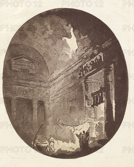 Interior of an antique building, Robert, Hubert, 1733-1808, Saint Non, Jean Claude Richard de, 1727-1791, Aquatint, etching