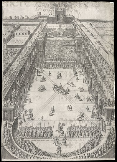 Dissigno del torneameto fatto il lune di carnouale in Roma nel theatro vaticano, Collection of festival prints, 1530-1887