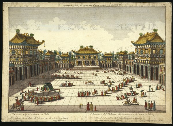 Le dedans du palais de l'empereur de Chine à Peking, China Beijing, Blanckaert, P. van, Nieuhof, Johannes, 1618-1672, Probst