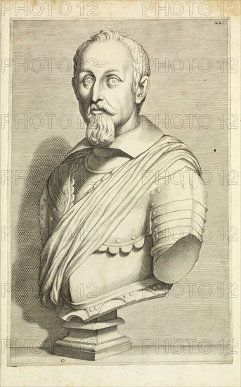 Portrait bust, Aedes Barberinae ad Quirinalem, Tetius, Hieronymus, Engraving, 1642