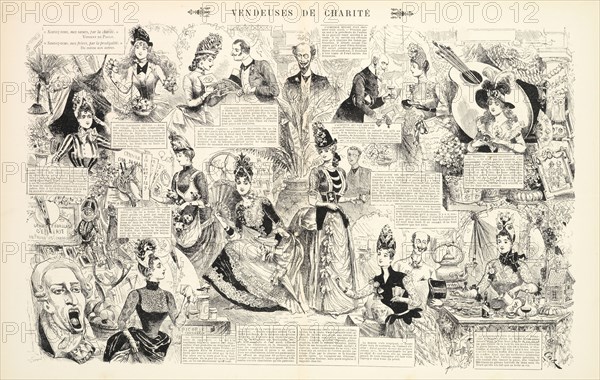 Vendeuses de charité, Baudouin, Armand, Marcelin, Emile, 1825-1887, Michelet, Photomechanical process, 1885