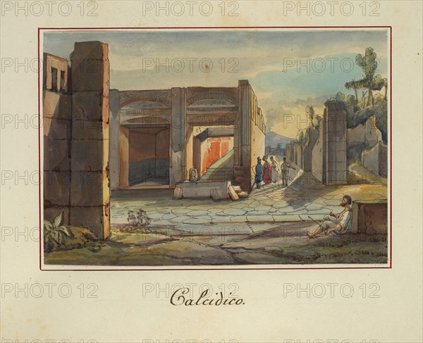 Calcidico Pompei, Italy, Watercolor, ca. 1840