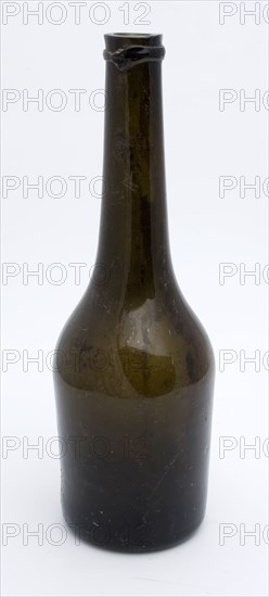 Cylindrical bottle, long neck model, bottle holder soil find glass, free blown and shaped glass application Cylindrical bottle