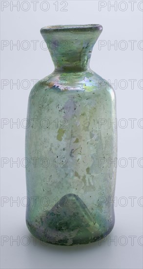 Medicine Bottle, medicine bottle bottle holder soil find glass, free blown and shaped Small (medicine?) Bottle in clear light