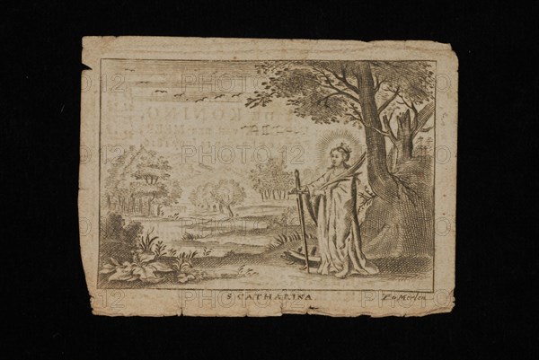 Prayer for Catrina de Koning, with an image of St. Catherine on the front, prayer print copper engraving engraving print footage