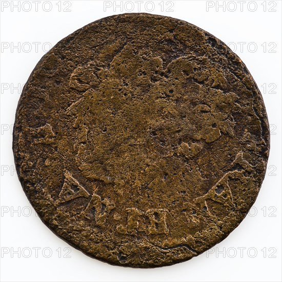 Copper coin, double tournois of Louis XIII, double tournois coin money swap soil find copper metal, minted Copper coin