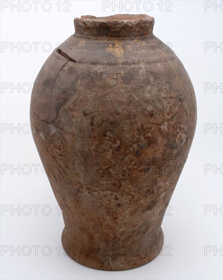 Earthenware pot on stand, baluster shape, used in the sugar industry, sugar pot pot holder soil find ceramic earthenware glaze