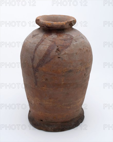 Pottery pot on stand, baluster shape, used in the sugar industry, sugar pot pot holder soil find ceramic earthenware glaze lead