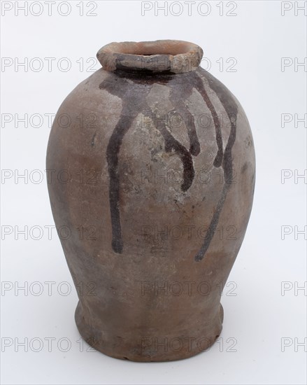 Pottery pot on stand, baluster shape, used in the sugar industry, sugar bowl pot holder soil find ceramic earthenware glaze lead