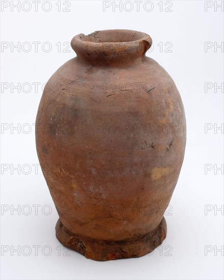 Pottery pot on stand, baluster shape, used in the sugar industry, sugar bowl pot holder soil find ceramic earthenware glaze lead