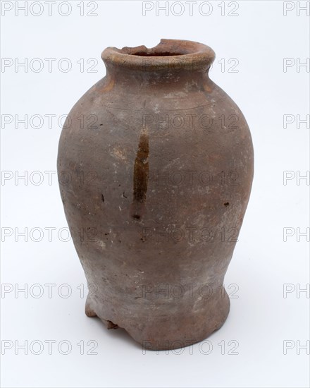 Pottery pot on stand, baluster shape, used in the sugar industry, sugar pot pot holder soil find ceramic earthenware glaze lead