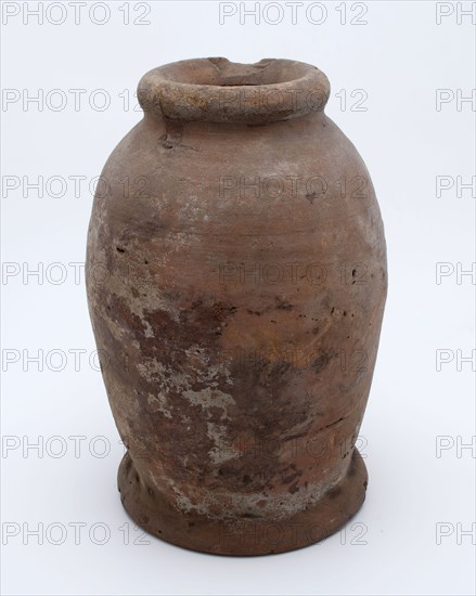 Pottery pot on stand, baluster shape, used in the sugar industry, sugar bowl pot holder soil find ceramic earthenware glaze lead