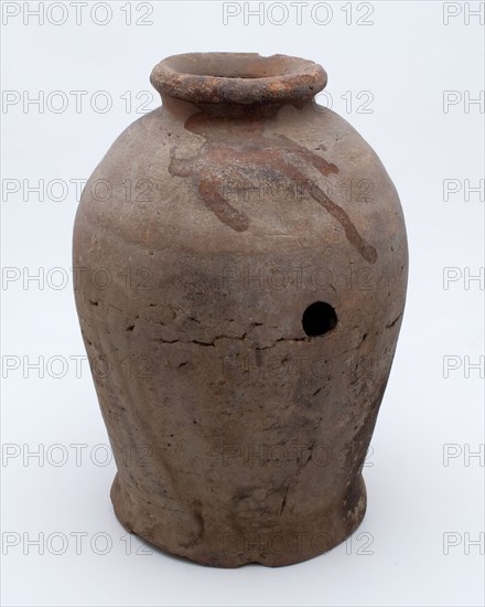 Pottery pot on stand, baluster shape, used in the sugar industry, sugar pot pot holder soil find ceramic earthenware glaze lead