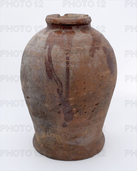 Pottery pot on stand, baluster shape, used in the sugar industry, sugar pot pot holder soil find ceramic earthenware glaze lead