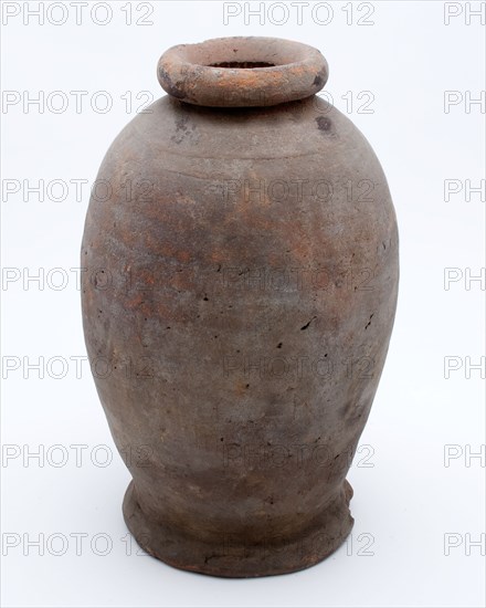 Pottery pot on stand, baluster shape, used in the sugar industry, sugar pot pot holder soil find ceramic earthenware glaze lead