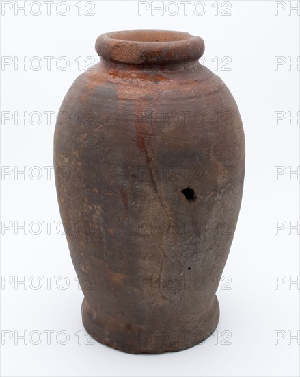 Pottery pot on stand, baluster shape, used in the sugar industry, sugar pot pot holder soil find ceramic earthenware glaze lead