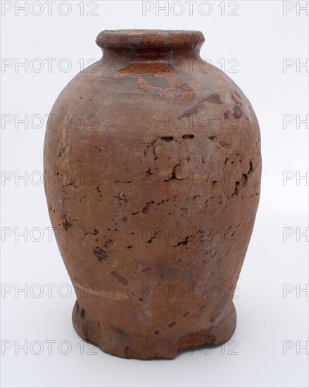 Pottery pot on stand, baluster shape, originating from the sugar production, sugar pot pot holder soil find ceramic earthenware