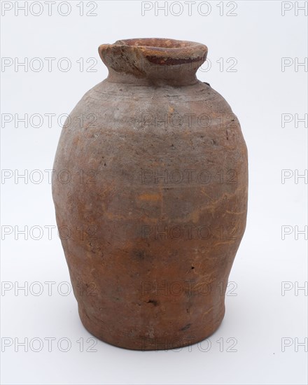 Pottery pot on stand, baluster shape with short neck, used in sugar production, sugar pot pot holder soil find ceramic