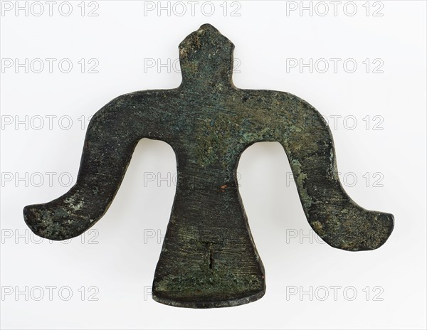 Branded, bronze, lily-shaped handle of stopper, grip part soil find bronze metal, cast sawn Gray-green bronze handle of stopper