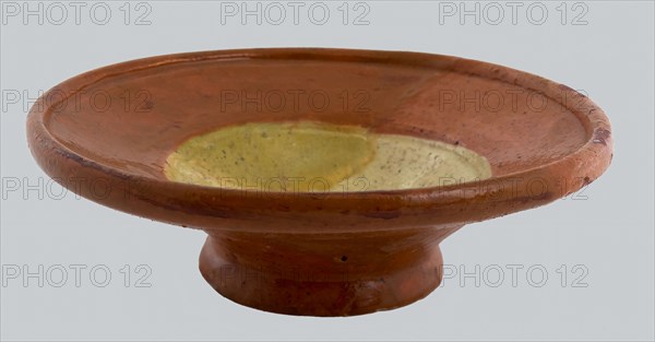 Earthenware salt bowl, red shard, with yellow inside, salt-dish dishware holder earthenware ceramic earthenware glaze, hand