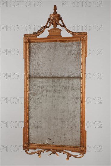 Wooden rectangular mirror in gilded Louis Seize frame, interior design furniture wood softwood lime wood glass gold paint iron