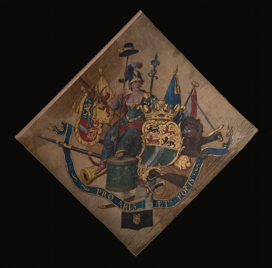 design: atelier Van Nijmegen, Silk banner of the Company no. 9 of the Rotterdam Schutterij, standard information form silk satin