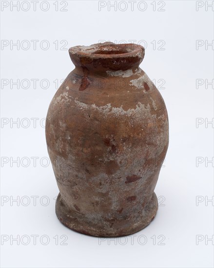 Earthenware pot on stand, baluster shape, used in the sugar industry, sugar bowl pot holder soil find ceramic earthenware glaze