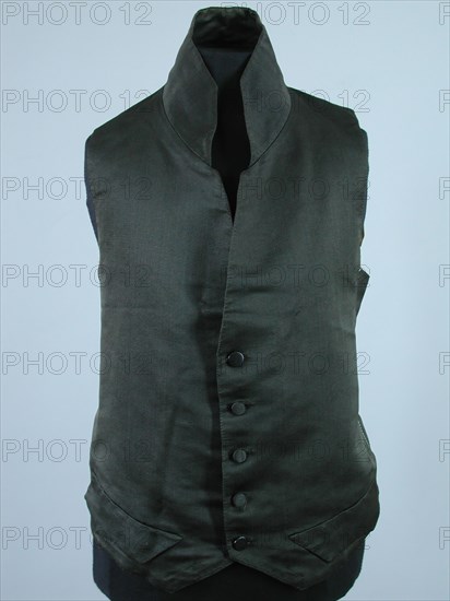 Mens vest of dark brown silk with stitched side seams, vest outerwear men's clothing silk linen plastic shoulder, waist, bottom