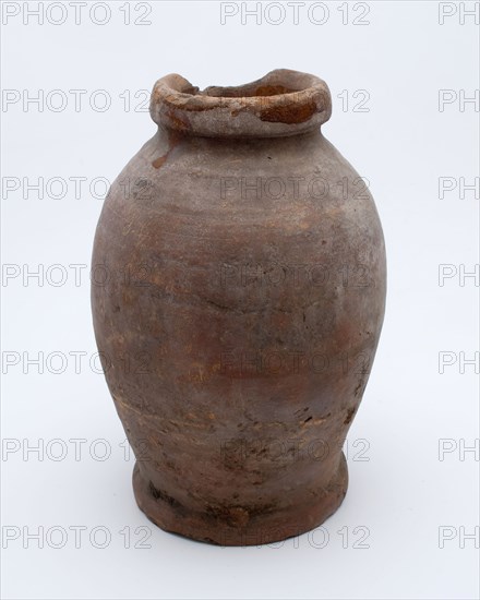 Pottery pot on stand, baluster shape, used in the sugar industry, sugar bowl pot holder soil find ceramic earthenware glaze lead