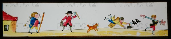 Hand-painted slide, with strange chase, slideshelf slideshare images glass paper, Hand-painted rectangular magic lantern plate