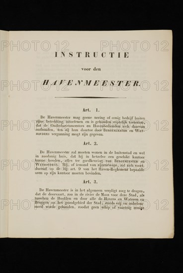 Instruction for the harbor master, oud druk book information form paper, printed Instruction for the harbor master 5p shipping