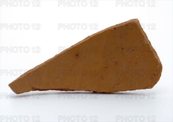 Fragment of red earthenware, fragment crockery holder utensils earthenware ceramics pottery, hand-shaped hand-turned baked