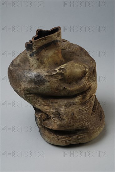 Collapsed fused bottle, bottle holder ceramic stoneware, fire brigade fire P.H. Tromp sugar factory industry sugar Rotterdam